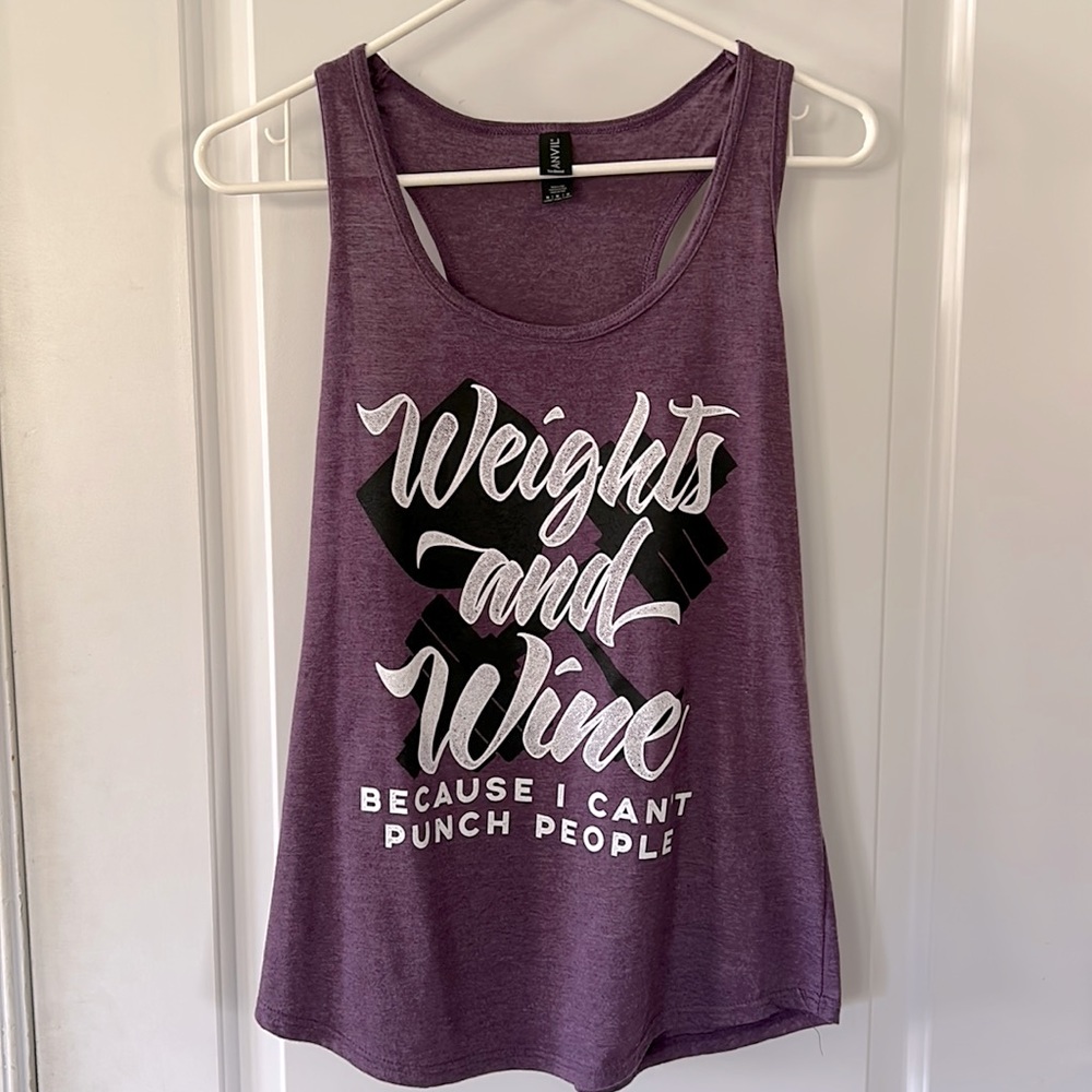 Weights and Wine Racerback Tank Top